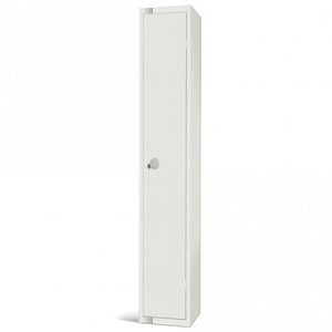 All White Steel Locker with Cam Key Lock, 300mm Depth