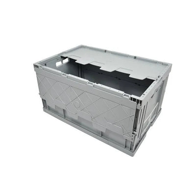 Folding Plastic Crate with Lid – 600x400x320mm – 59L – Closed Sides & Base