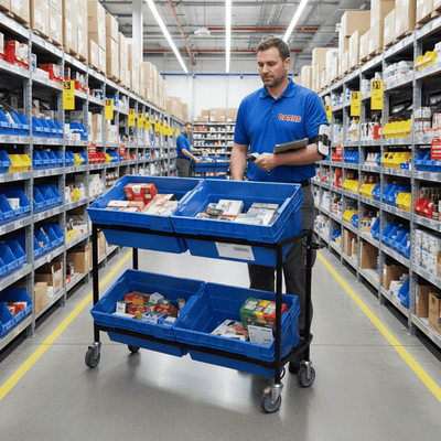 Mobile Multi-Position Container Picking Trolley 300kg Capacity