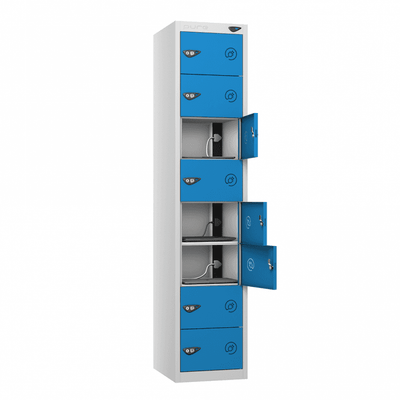 Multi Compartment Charging Steel Locker 450mm Deep with Standard UK 3-Pin Plug