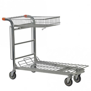 Nestable Stock Trolley with Folding Basket, 500kg Load Capacity