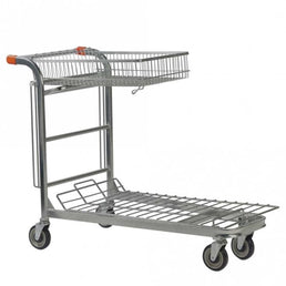 Nestable Stock Trolley with Folding Basket, 500kg Load Capacity