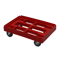Kunststoff-Transportwagen – 610 x 410 x 195 mm – Rot, geschlossenes Gitter, HACCP-konform