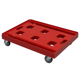 Kunststoff-Transportwagen – 810 x 610 mm – Rot, offener Boden, HDPE, stapelbar