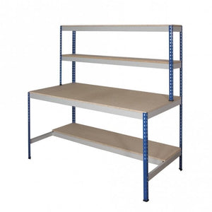 Heavy Duty Rivet Workstation with Half Storage Shelf Steel Workbench