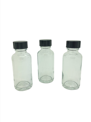 30ml (1oz) Clear Round Glass Mini Empty Bottle with 20mm R3 Cap - Pack of 126