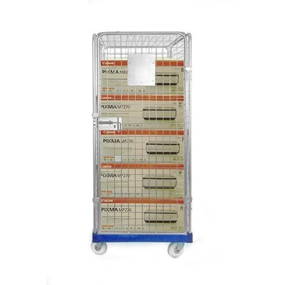 Diebstahlsicherer Rollbehälter – 810 x 720 x 1800 mm, zerlegbar mit Kunststoffboden und Stecktüren