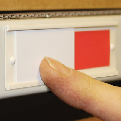 Self-Adhesive Stock Level Indicator Sliders – 100 x 30mm Visual Stock Status Sliders