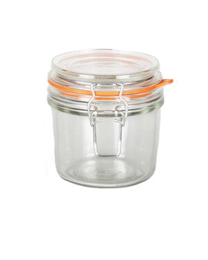 350ml clear glass terrine jar with clip-top fastening